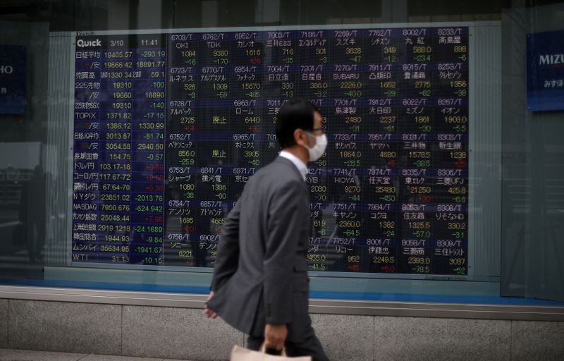 Japanese shares gain on Suga's resignation as markets look to U.S. jobs data