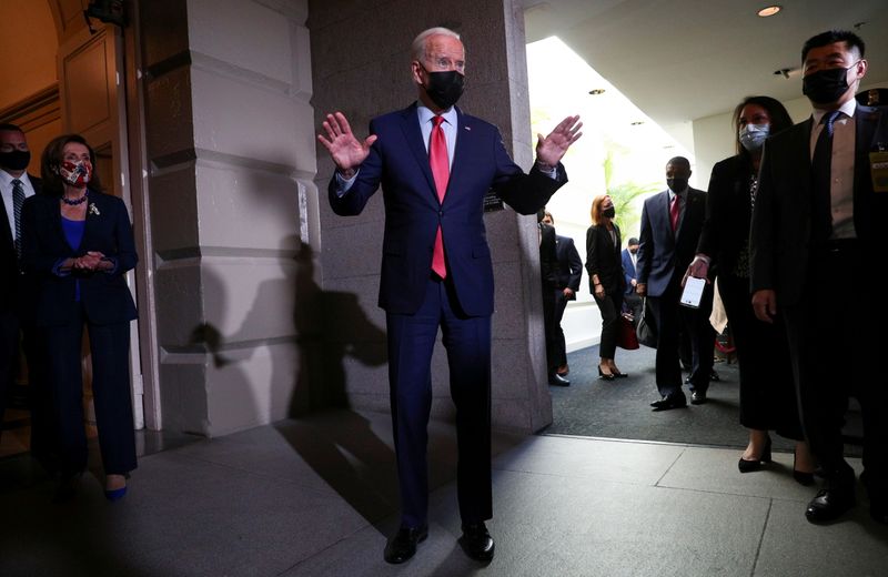 Biden says he'll 'work like hell' to pass infrastructure, social spending bills
