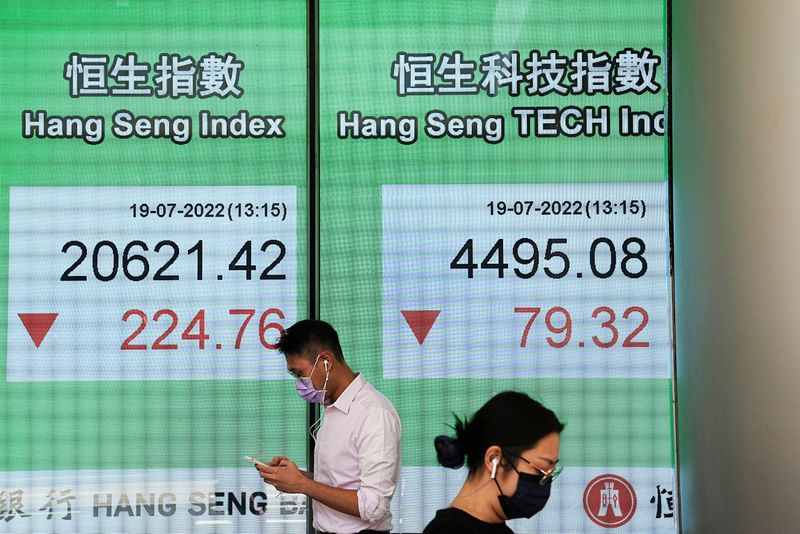 Asian stocks slip with bond yields on recession fears before Fed